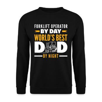 Forklift driver by day, best dad by night - Unisex Sweatshirt - black - Front - Alina (178cm) & Michal (187cm)
