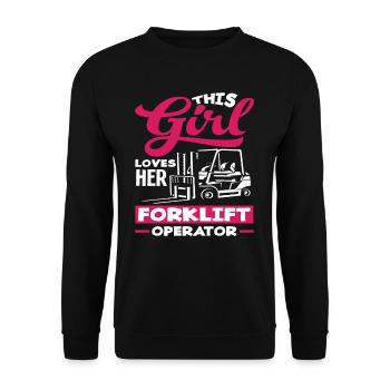 This Girl Loves Her Forklift Driver - Unisex Sweatshirt - black - Front - Alina (178cm) & Michal (187cm)