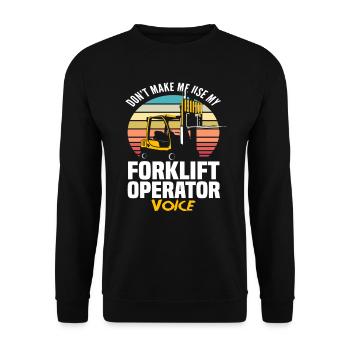 Gabelstaplerfahrer Stimme Retro - Unisex Pullover - Schwarz - Vorne - Alina (178cm) & Michal (187cm)