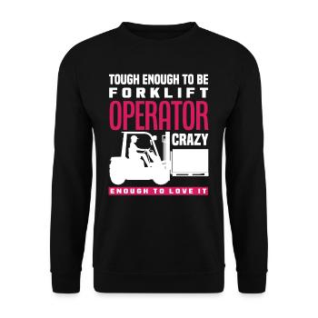 Stark Genug Gabelstaplerfahrer Verrückt Genug Zu - Unisex Pullover - Schwarz - Vorne - Alina (178cm) & Michal (187cm)