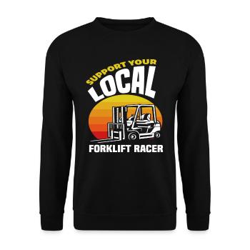 Unterstütze Deinen Lokalen Gabelstapler Rennfahrer - Unisex Pullover - Schwarz - Vorne - Alina (178cm) & Michal (187cm)