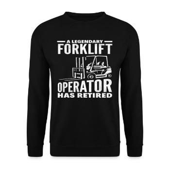 Legendärer Gabelstaplerfahrer Im Ruhestand - Unisex Pullover - Schwarz - Vorne - Alina (178cm) & Michal (187cm)