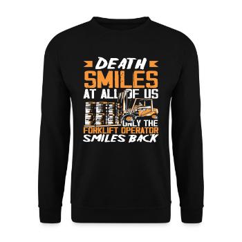 Forklift Driver T-Shirt Saying - Unisex Sweatshirt - black - Front - Alina (178cm) & Michal (187cm)