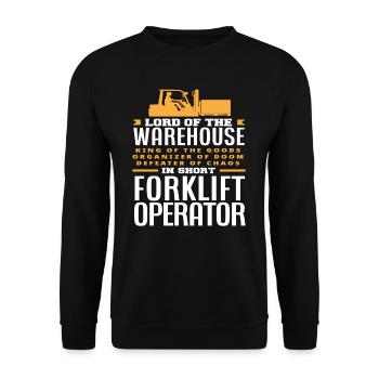 Forklift driver king of the warehouse - Unisex Sweatshirt - black - Front - Alina (178cm) & Michal (187cm)