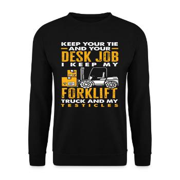 Behalte Deinen Bürojob Ich Behalte Meinen - Unisex Pullover - Schwarz - Vorne - Alina (178cm) & Michal (187cm)