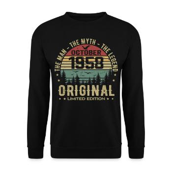 Mann Geburtstagsgeschenk 1958 Oktober 1958 - Unisex Pullover - Schwarz - Vorne - Alina (178cm) & Michal (187cm)