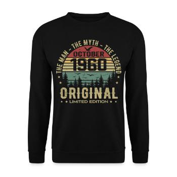 Mann Geburtstagsgeschenk 1960 Oktober 1960 - Unisex Pullover - Schwarz - Vorne - Alina (178cm) & Michal (187cm)