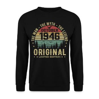 Mann Geburtstagsgeschenk 1946 Oktober 1946 - Unisex Pullover - Schwarz - Vorne - Alina (178cm) & Michal (187cm)