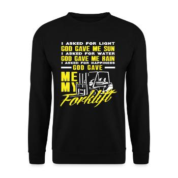 Gott Gab Mir Meinen Gabelstapler - Unisex Pullover - Schwarz - Vorne - Alina (178cm) & Michal (187cm)