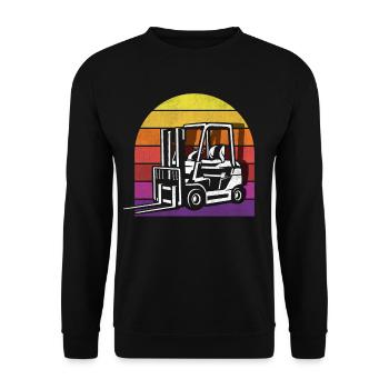 Chariot élévateur rétro vintage coucher de soleil - Sweat-shirt Unisexe - noir - Devant - Alina (178cm) & Michal (187cm)