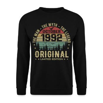 Homme Cadeau D'anniversaire 1992 Octobre 1992 - Sweat-shirt Unisexe - noir - Devant - Alina (178cm) & Michal (187cm)