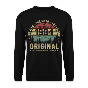 Homme Cadeau D'anniversaire 1984 Octobre 1984 - Sweat-shirt Unisexe - noir - Devant - Alina (178cm) & Michal (187cm)