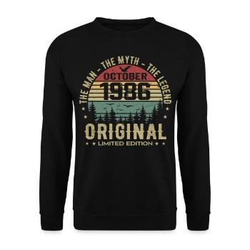 Man Birthday Gift 1986 October 1986 - Unisex Sweatshirt - black - Front - Alina (178cm) & Michal (187cm)