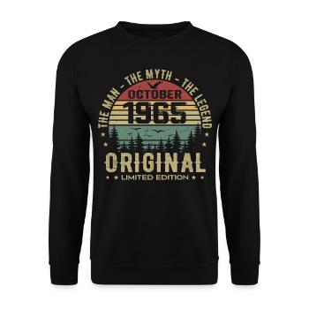 Mann Geburtstagsgeschenk 1965 Oktober 1965 - Unisex Pullover - Schwarz - Vorne - Alina (178cm) & Michal (187cm)