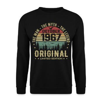 Mann Geburtstagsgeschenk 1967 Oktober 1967 - Unisex Pullover - Schwarz - Vorne - Alina (178cm) & Michal (187cm)