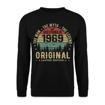 Homme Cadeau D'anniversaire 1969 Octobre 1969 - Sweat-shirt Unisexe - noir - Devant - Alina (178cm) & Michal (187cm)
