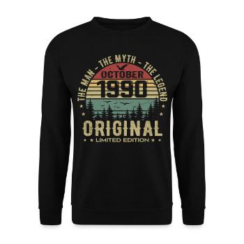 Homme Cadeau D'anniversaire 1990 Octobre 1990 - Sweat-shirt Unisexe - noir - Devant - Alina (178cm) & Michal (187cm)