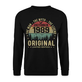 Homme Cadeau D'anniversaire 1989 Octobre 1989 - Sweat-shirt Unisexe - noir - Devant - Alina (178cm) & Michal (187cm)