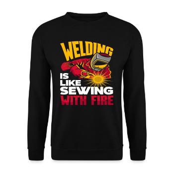 Schweißen Ist Wie Nähen Mit Feuer - Unisex Pullover - Schwarz - Vorne - Alina (178cm) & Michal (187cm)