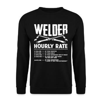 Soudeur Taux horaire Taux drôle - Sweat-shirt Unisexe - noir - Devant - Alina (178cm) & Michal (187cm)