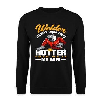 Soudeur, le seul plus chaud que moi est - Sweat-shirt Unisexe - noir - Devant - Alina (178cm) & Michal (187cm)