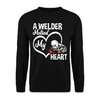 A welder melted my heart - Unisex Sweatshirt - black - Front - Alina (178cm) & Michal (187cm)