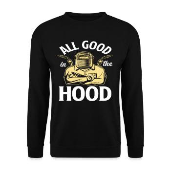 Schweißer Alles Gut In Der Haube - Unisex Pullover - Schwarz - Vorne - Alina (178cm) & Michal (187cm)