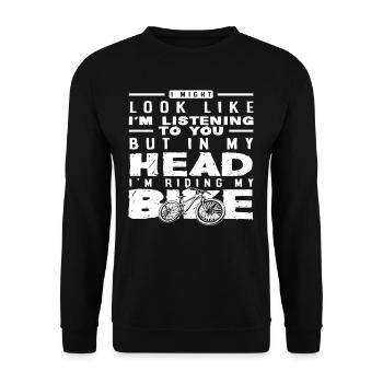 Dans ma tête, je fais du vélo - Sweat-shirt Unisexe - noir - Devant - Alina (178cm) & Michal (187cm)