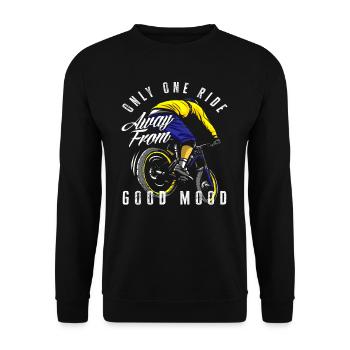 Nur Eine Fahrt Entfernt Von Guter Laune - Unisex Pullover - Schwarz - Vorne - Alina (178cm) & Michal (187cm)