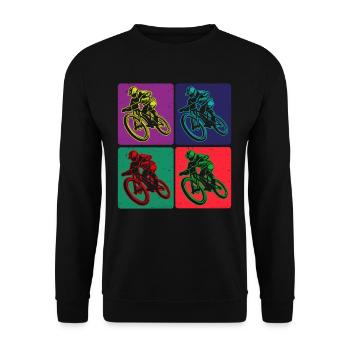 Colored Mountain Bike Rider Art - Unisex Sweatshirt - black - Front - Alina (178cm) & Michal (187cm)