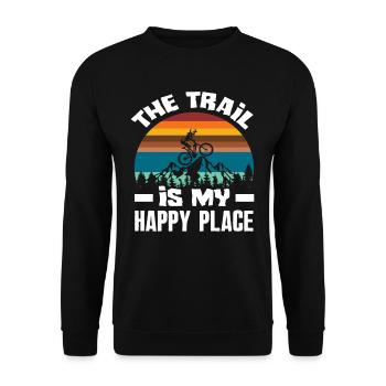 Der Weg Ist Mein Glücklicher Ort Mountainbiker - Unisex Pullover - Schwarz - Vorne - Alina (178cm) & Michal (187cm)