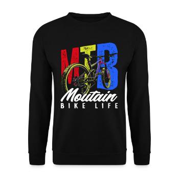 MTB Mountain Bike Life Bike Adventure - Unisex Sweatshirt - black - Front - Alina (178cm) & Michal (187cm)