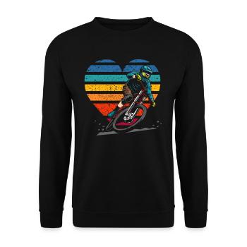 Mountain Bike Retro Heart Biker - Unisex Sweatshirt - black - Front - Alina (178cm) & Michal (187cm)