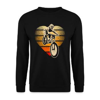 Mountain Bike Heart Retro Bike Love - Unisex Sweatshirt - black - Front - Alina (178cm) & Michal (187cm)