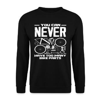 Du Kannst Nie Genug Fahrradteile Haben - Unisex Pullover - Schwarz - Vorne - Alina (178cm) & Michal (187cm)