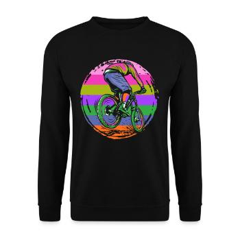 Colorful Mountain Bike Action Graphic - Unisex Sweatshirt - black - Front - Alina (178cm) & Michal (187cm)