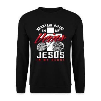 Mountain Biking In My Veins Jesus In My Heart - Unisex Sweatshirt - black - Front - Alina (178cm) & Michal (187cm)