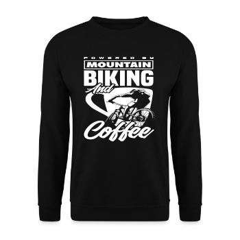 Mountain Biking and Coffee Passion - Unisex Sweatshirt - black - Front - Alina (178cm) & Michal (187cm)