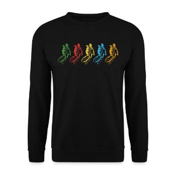 Colorful Cyclist Action Art - Unisex Sweatshirt - black - Front - Alina (178cm) & Michal (187cm)