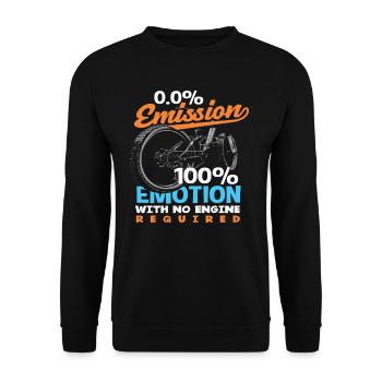 0.0% Emission 100% Emotion Bike Lovers - Unisex Sweatshirt - black - Front - Alina (178cm) & Michal (187cm)