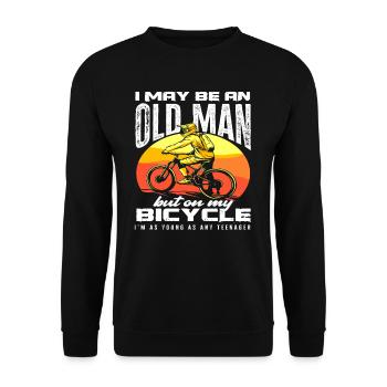 Alter Mann Auf Fahrrad Jung Wie Ein Teenager - Unisex Pullover - Schwarz - Vorne - Alina (178cm) & Michal (187cm)