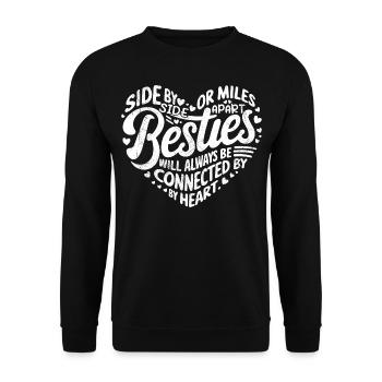 Besties werden immer durch das Herz verbunden sein | BFF - Unisex Pullover - Schwarz - Vorne - Alina (178cm) & Michal (187cm)