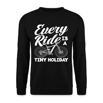Jede Fahrt Ist Ein Kleiner Urlaub Fahrradliebhaber - Unisex Pullover - Schwarz - Vorne - Alina (178cm) & Michal (187cm)