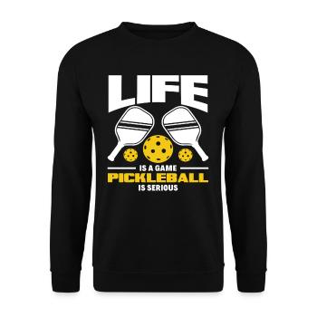 Leben Ist Ein Spiel Pickleball Ist Ernst - Unisex Pullover - Schwarz - Vorne - Alina (178cm) & Michal (187cm)