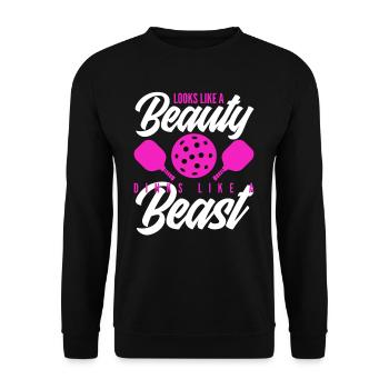 On dirait une beauté, joue comme un animal - Sweat-shirt Unisexe - noir - Devant - Alina (178cm) & Michal (187cm)