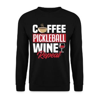 Café Pickleball Vin Répéter - Sweat-shirt Unisexe - noir - Devant - Alina (178cm) & Michal (187cm)