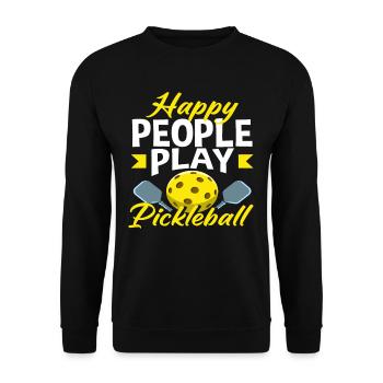 Les gens heureux jouent au pickleball - Sweat-shirt Unisexe - noir - Devant - Alina (178cm) & Michal (187cm)