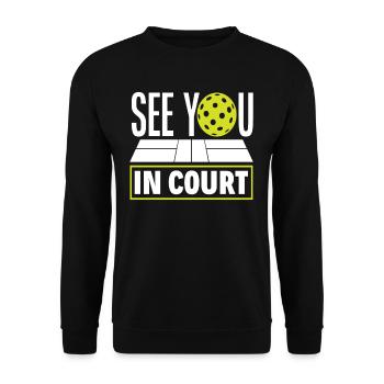 Rendez-vous au tribunal Fans de pickleball - Sweat-shirt Unisexe - noir - Devant - Alina (178cm) & Michal (187cm)