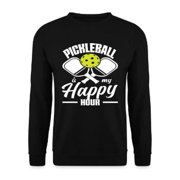 Le pickleball est mon happy hour - Sweat-shirt Unisexe - noir - Devant - Alina (178cm) & Michal (187cm)
