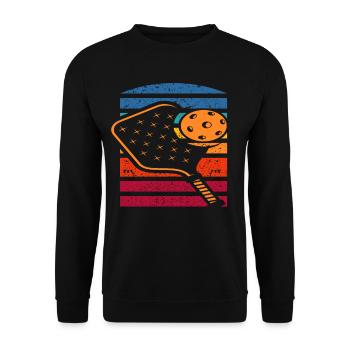 Conception rétro de raquette et de balle de pickleball - Sweat-shirt Unisexe - noir - Devant - Alina (178cm) & Michal (187cm)